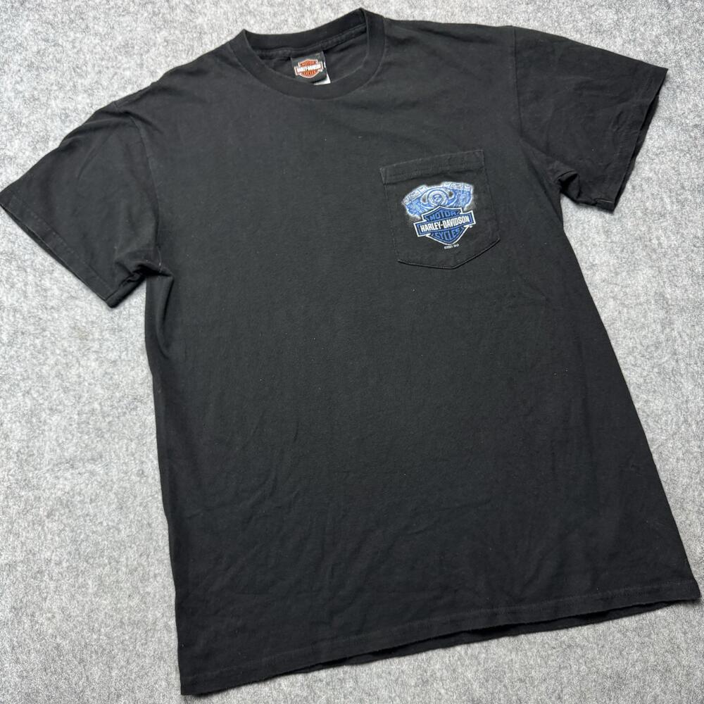 Harley-Davidson Shirt Mens Medium Black Brandon Florida Dealer Graphic Tee